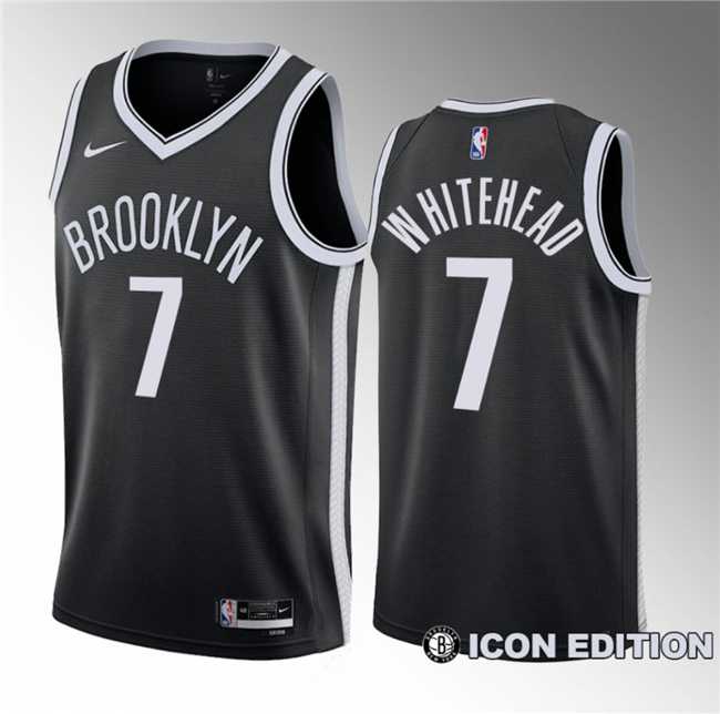 Men%27s Brooklyn Nets #7 Dariq Whitehead Black 2023 Draft Icon Edition Stitched Basketball Jersey->brooklyn nets->NBA Jersey